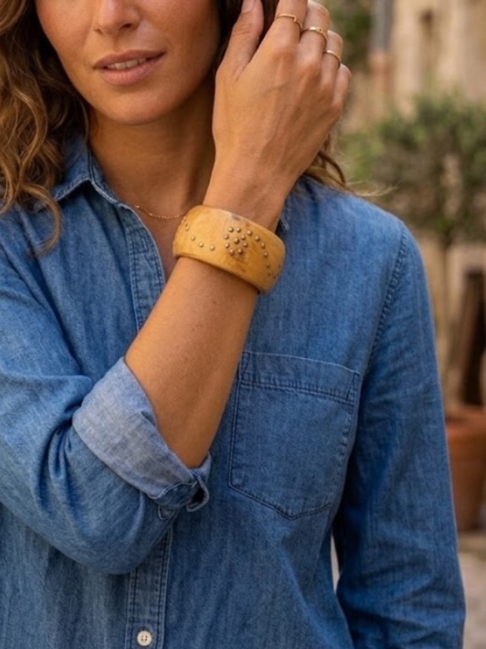 Faux Wooden Bangle Bracelet